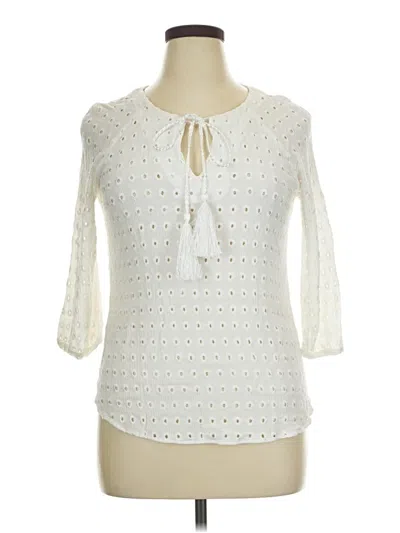 Pre-owned Lavender Brown 3/4 Sleeve Blouse In Ivory