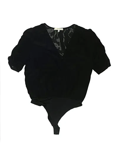 Pre-owned Lavender Brown 3/4 Sleeve Silk Top Black Plunge Neckline Tops