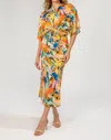 Lavender Brown Adele Tie Front Top Shrug In Nude Orange In Multi