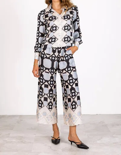 Lavender Brown Aiya Cropped Pants In Blue/cream Black In Multi