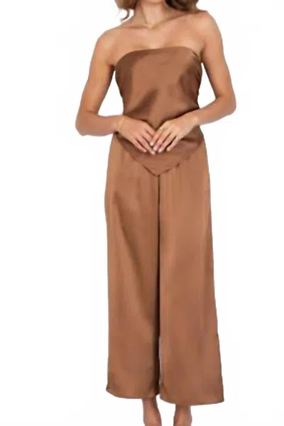 Lavender Brown Aniya Wide Leg Pants In Coco Camel In Brown