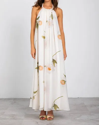 Lavender Brown Antonella Halter Dress In Cream/taupe In White