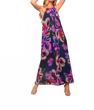 Lavender Brown Atonella Maxi Dress In Navy Multi
