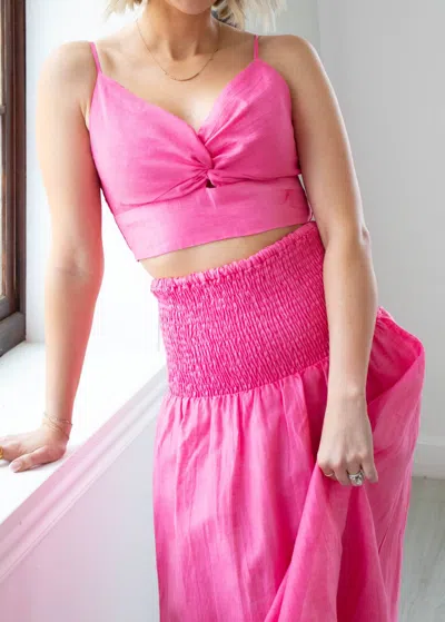Lavender Brown Aurora Top In Peony Pink