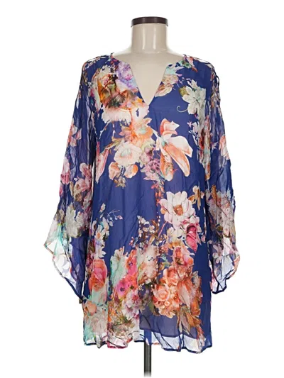 Pre-owned Lavender Brown Casual Dress In Blue