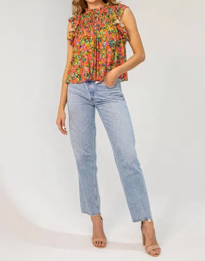 Lavender Brown Chelsea Top In Red Multi In Black