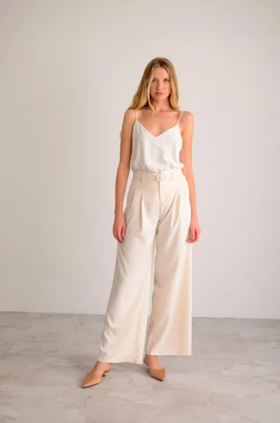 Lavender Brown Dever Pants In Vanilla In Neutral