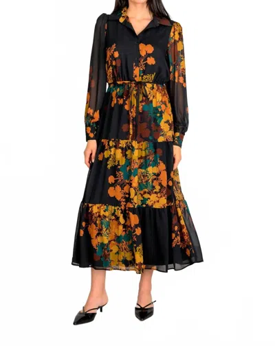 Lavender Brown Dylan Maxi Dress In Black Rust Combo In Multi
