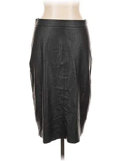 Pre-owned Lavender Brown Faux Leather Skirt In Black