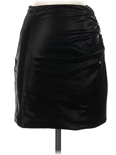 Pre-owned Lavender Brown Faux Leather Skirt In Black