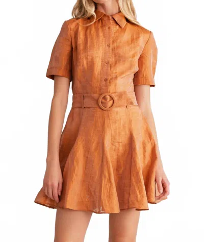 Lavender Brown Hadley Mini Dress In Toffee In Orange