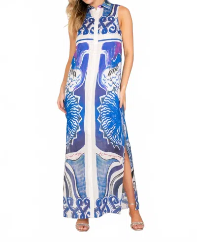 Lavender Brown Jordan Dress In Multi Blues In Black