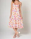 Lavender Brown Kai Dress In Fuchsia Multi In Beige