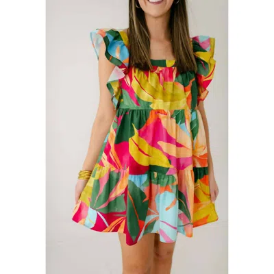 Lavender Brown Kyra Mini Dress In Tropical Print In Multi