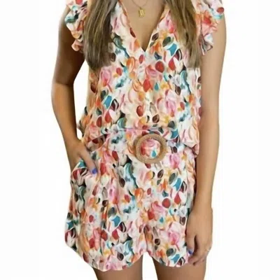 Lavender Brown Laura Belted Shorts In Orange Floral Multi