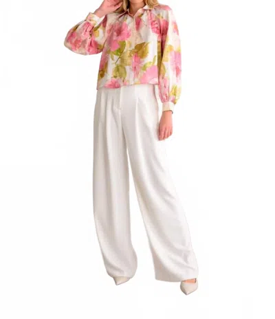 Lavender Brown Leanna Top In Ivory/pink Combo In Multi