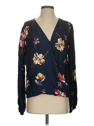 Pre-owned Lavender Brown Long Sleeve Blouse In Black