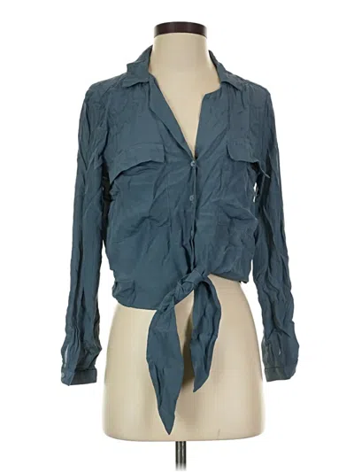 Pre-owned Lavender Brown Long Sleeve Blouse In Blue