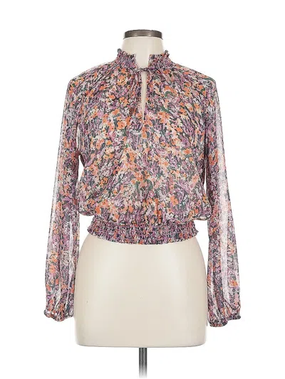 Pre-owned Lavender Brown Long Sleeve Blouse In Purple