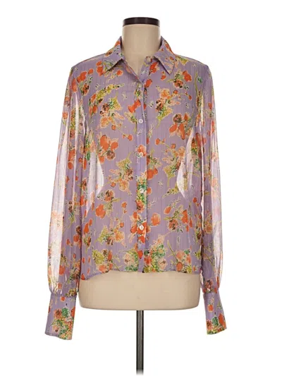 Pre-owned Lavender Brown Long Sleeve Blouse In Purple