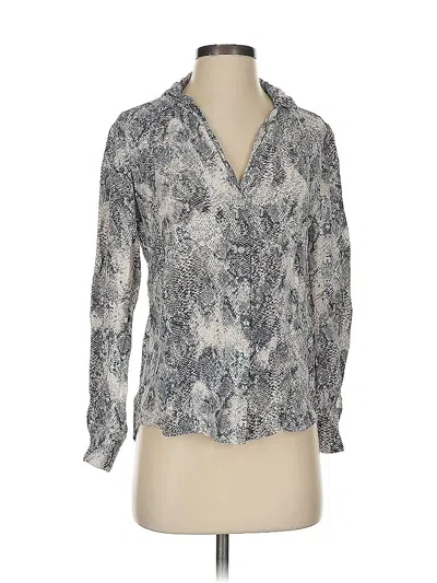 Pre-owned Lavender Brown Long Sleeve Blouse In Silver