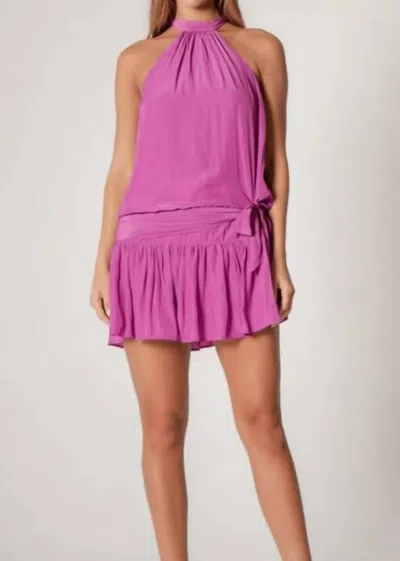 Lavender Brown Lynda A-line Halter Dress In Bright Orchid In Multi