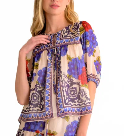 Lavender Brown Maci Top In Cream/blue/red Combo In Multi