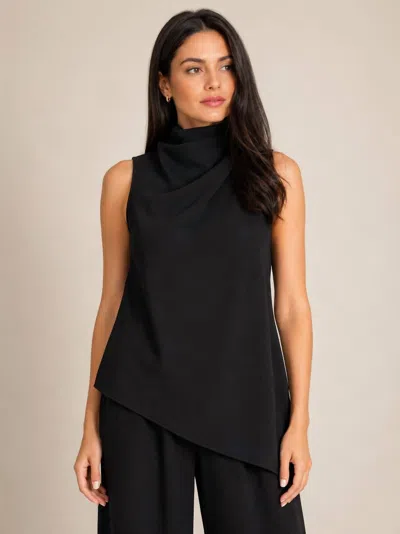 Lavender Brown Matilda High Neck Top In Black