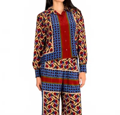 Lavender Brown Paola Top In Burgundy Blue Combo In Multi