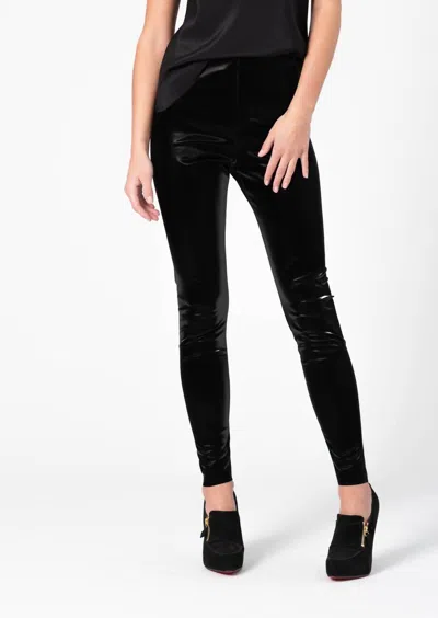 Lavender Brown Patent Leather Pull-on Leggings In Black