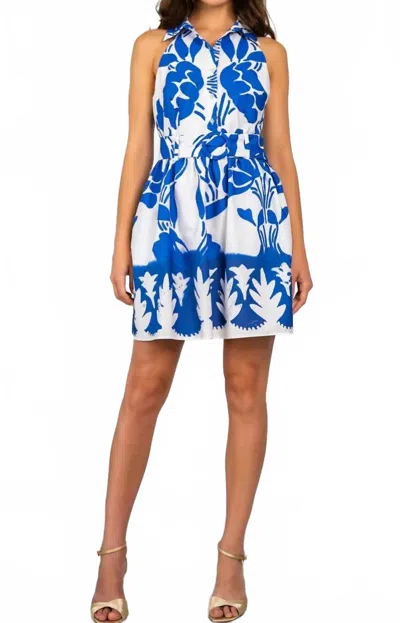 Lavender Brown Rayna Dress In Blue/ White In Multi
