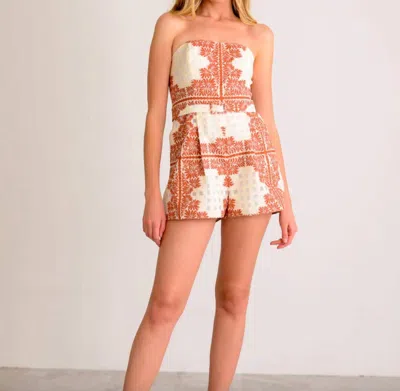 Lavender Brown Regina Romper In Cream/ Rust
