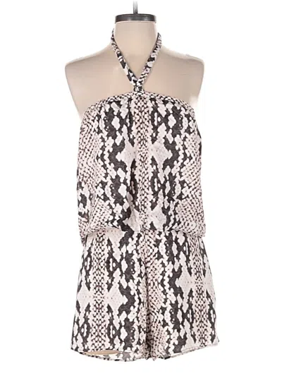 Pre-owned Lavender Brown Romper In White