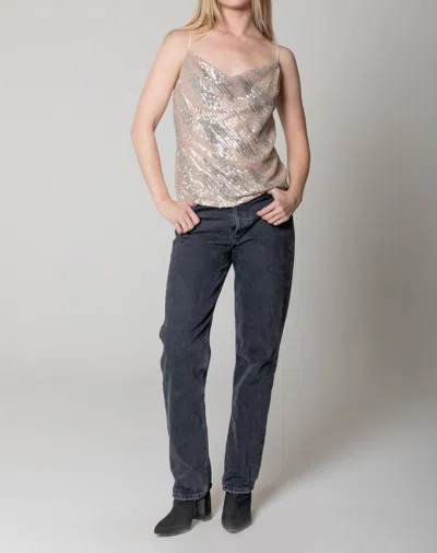 Lavender Brown Sequin Cami Top In Silver