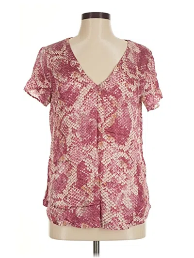 Pre-owned Lavender Brown Short Sleeve Blouse In Pink