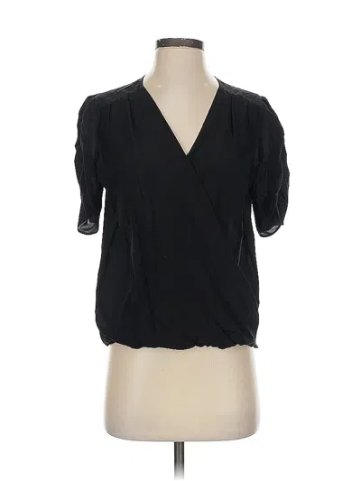 Pre-owned Lavender Brown Short Sleeve Silk Top Black Plunge Neckline Tops
