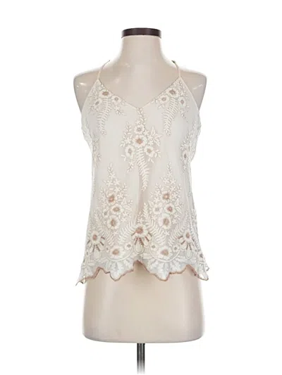 Pre-owned Lavender Brown Sleeveless Blouse In White