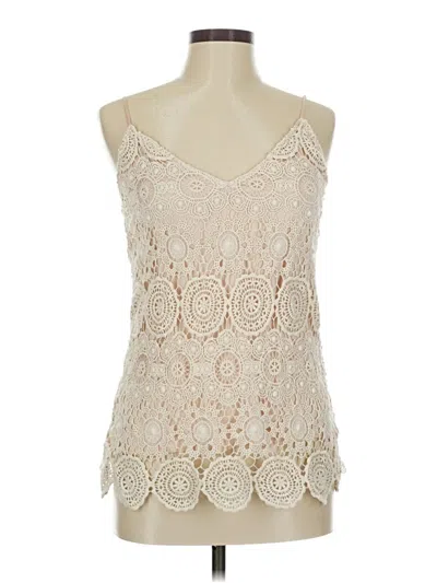 Pre-owned Lavender Brown Sleeveless Blouse In White