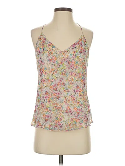 Pre-owned Lavender Brown Sleeveless Silk Top Pink Halter Neckline Tops