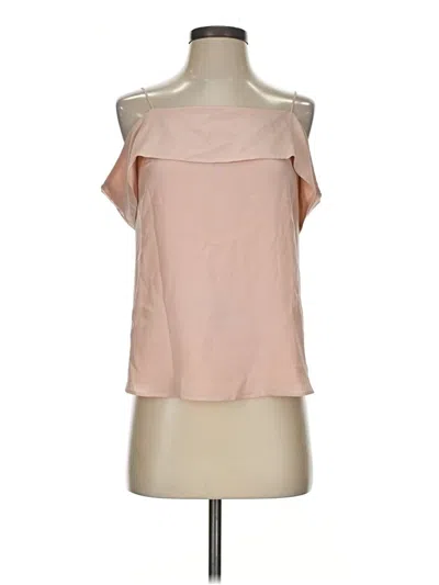 Pre-owned Lavender Brown Sleeveless Silk Top Pink One Shoulder Neckline Tops