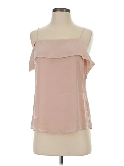Pre-owned Lavender Brown Sleeveless Silk Top Pink One Shoulder Neckline Tops
