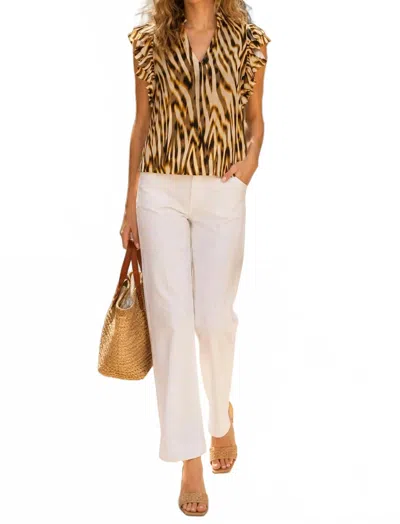 Lavender Brown Sophia Top In Animal Brown Multi