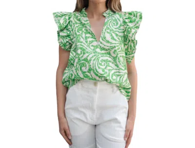 Lavender Brown Sophia Top In Green/ivory In Multi