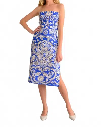 Lavender Brown Strapless Soraya Dress In Blue/ivory Combo In Multi