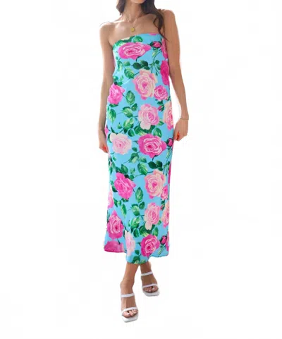 Lavender Brown Talia Maxi Dress In Light Blue In Green
