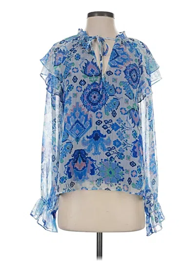Pre-owned Lavender Brown Tank Top Blue Tie Neck Tops