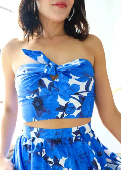 Lavender Brown Tessa Crop Top In Sapphire Blue