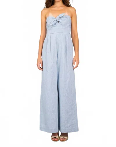 Lavender Brown Tessa Jumpsuit In Chambray In Blue