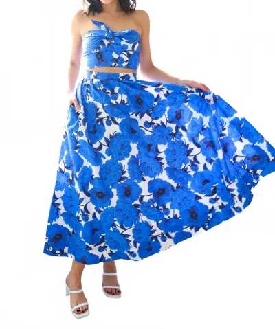 Lavender Brown Valentina Maxi Skirt In Sapphire Blue