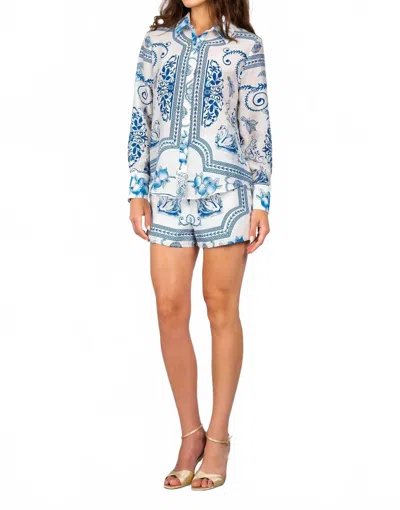 Lavender Brown Women's Della Shorts In Blue And White Short